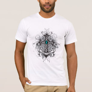 Camiseta Cruz del rezo de la familia de la fe - cáncer