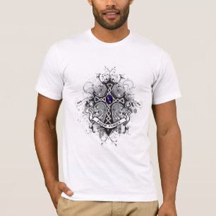 Camiseta Cruz del rezo de la familia de la fe - cáncer de