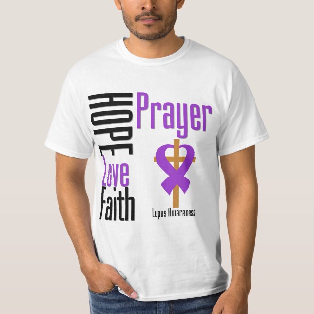 Camiseta Cruz del rezo de la fe del amor de la esperanza (Anverso)