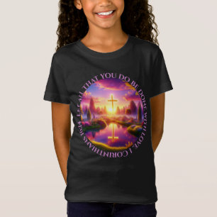 Camiseta Cruz dorada en un jardín tropical celestial