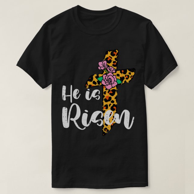 Camiseta Cruz Flor Se Levanta Cristo Pascua Jesús (Diseño del anverso)