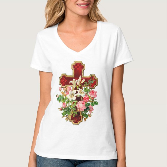 Camiseta Cruz floral (Anverso)