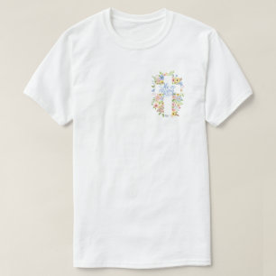 Camiseta Cruz floral de bolsillo se levanta en Pascua Unise