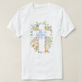 Camiseta Cruz floral se ha levantado en Pascua Unisex
