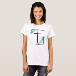 Camiseta Cruz Geométrica de Fe Cristiana Tropical