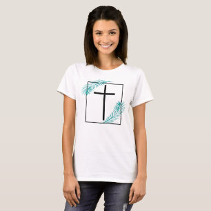 Camiseta Cruz Geométrica de Fe Cristiana Tropical