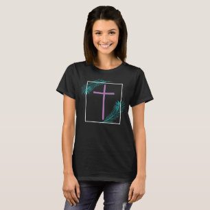 Camiseta Cruz Geométrica de Fe Cristiana Tropical