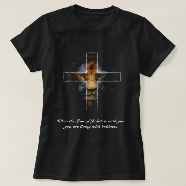 Camiseta Cruz - Jesús como el león de Judah (Diseño del anverso)