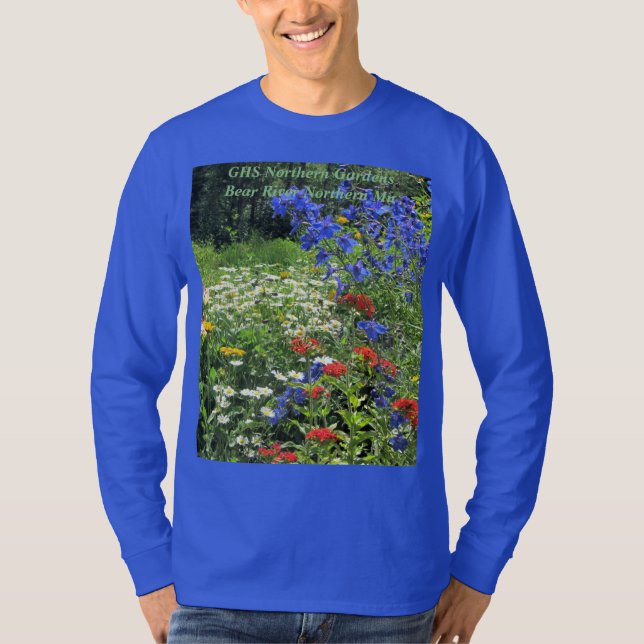 Camiseta Cruz maltesa del Delphinium azul del comienzo del (Anverso)