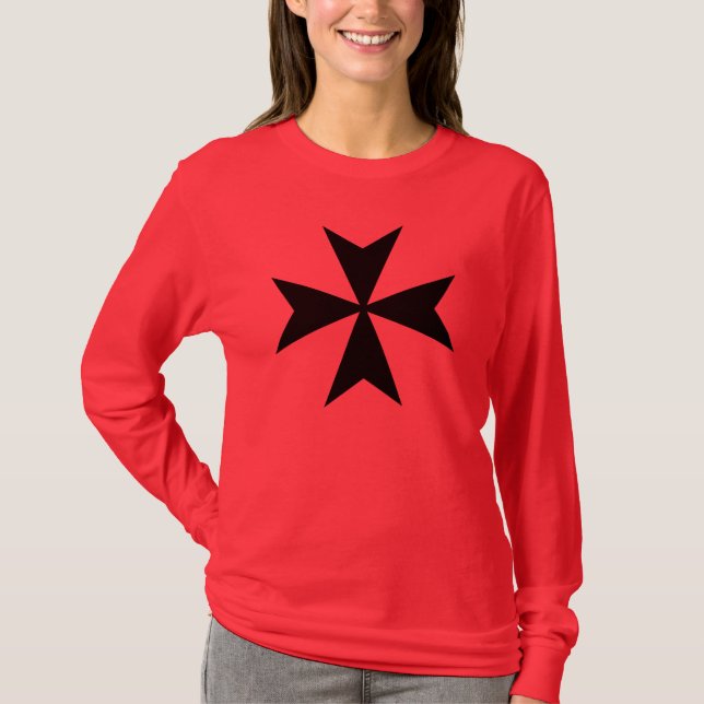 Camiseta Cruz maltesa negra (Anverso)