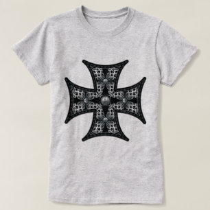 Camiseta Cruz maltesa plateada