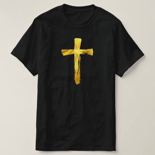 Camiseta Cruz moderna de oro - Crucifijo religioso cristian (Diseño del anverso)