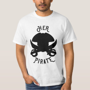 Camiseta Cruz Negra Pirata Calavera y Espada Blanca