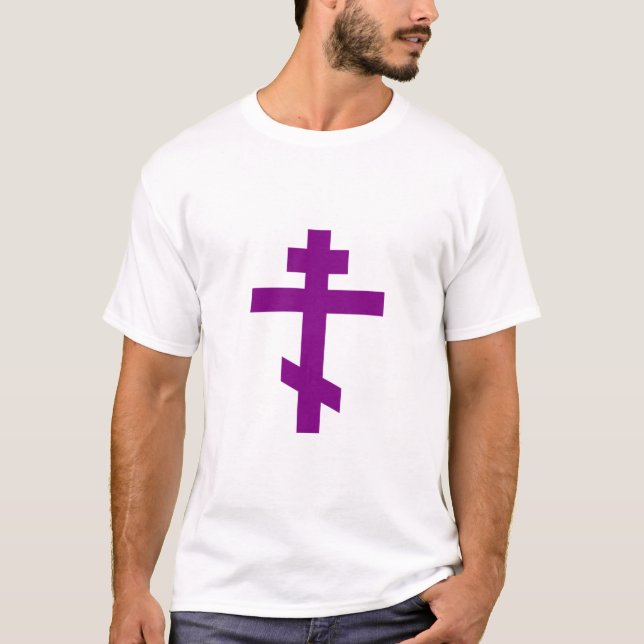 Camiseta cruz ortodoxa roxa (Anverso)