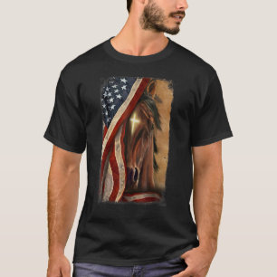 Camiseta Cruz Patriótica de Caballo Cristiana Jesús