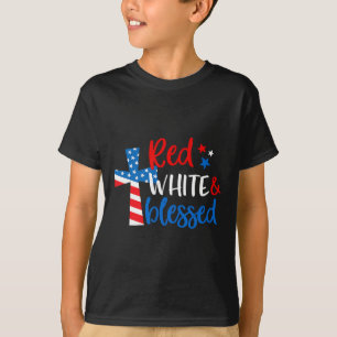 Camiseta Cruz Roja Blanca & Bendecido 4 de Julio Hombre
