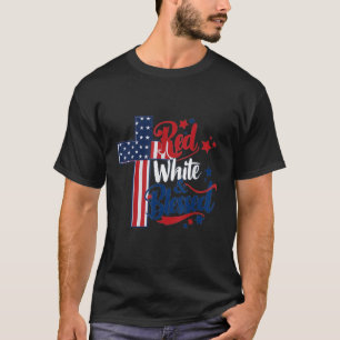 Camiseta Cruz Roja Blanca Bendecida 4 De Julio Hombres