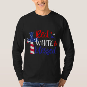 Camiseta Cruz Roja Blanca Bendecida Americana Jesús Cristia