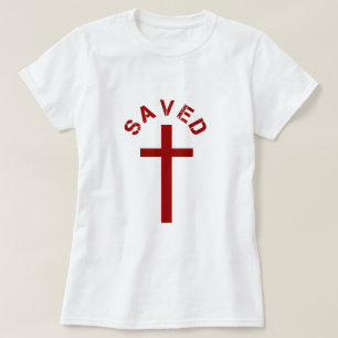 Camiseta Cruz Roja Salvada Cristiana y Diseño de Texto