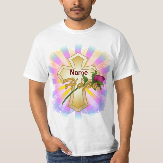 Camiseta Cruz Rosa de la Esperanza Cristiana (Anverso)