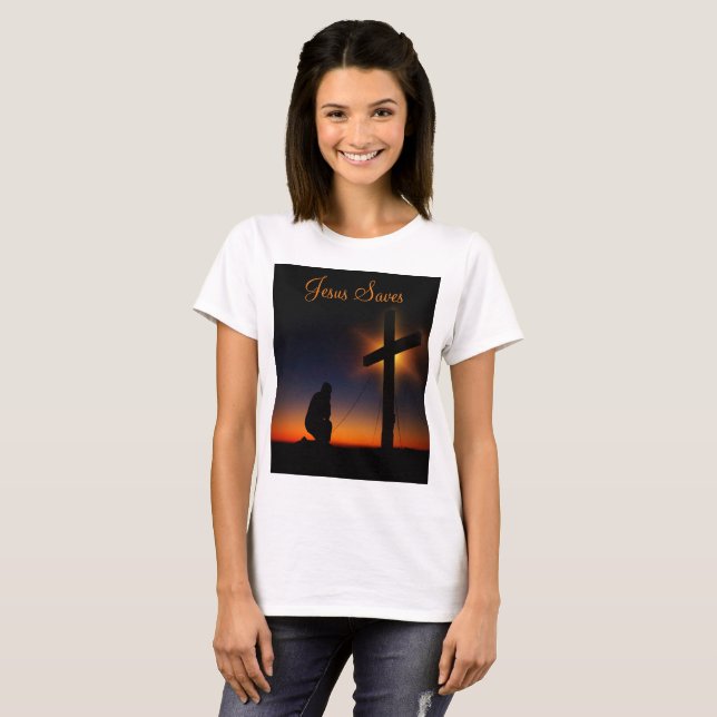 Camiseta Cruz Santa al atardecer (Personalize) (Anverso completo)