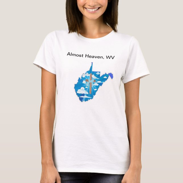 Camiseta Cruz y cielo en una silueta de WV (Anverso)