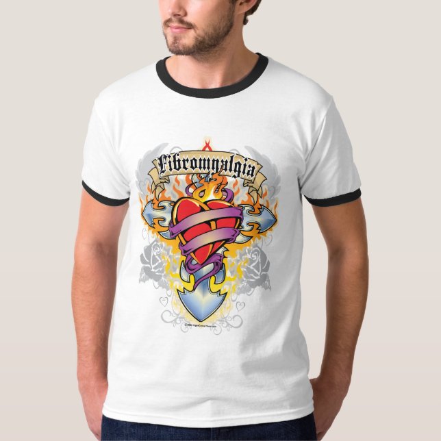 Camiseta Cruz y corazón del Fibromyalgia (Anverso)