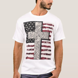 Camiseta cruzada de la bandera estadounidense