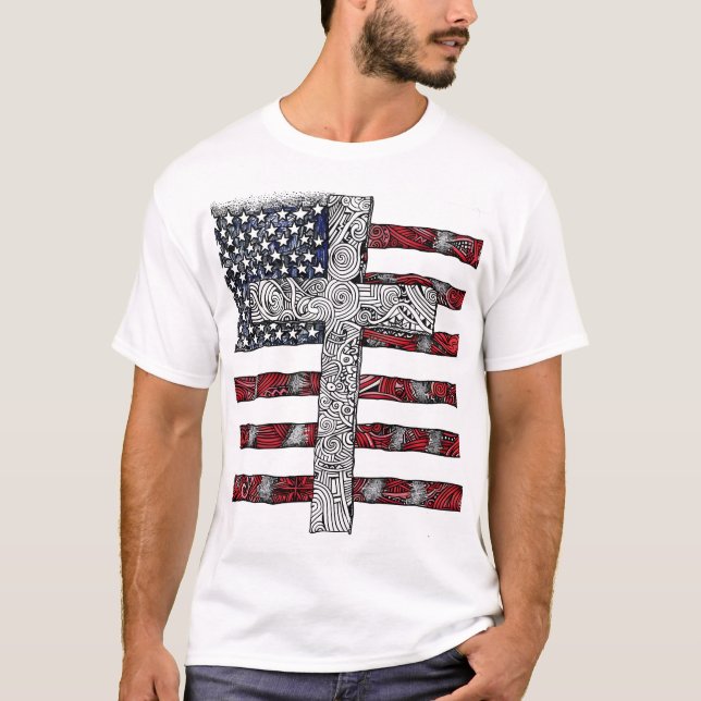 Camiseta cruzada de la bandera estadounidense (Anverso)