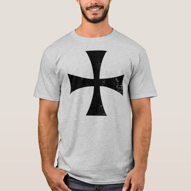Camiseta cruzada negra de Templar de los (Anverso)