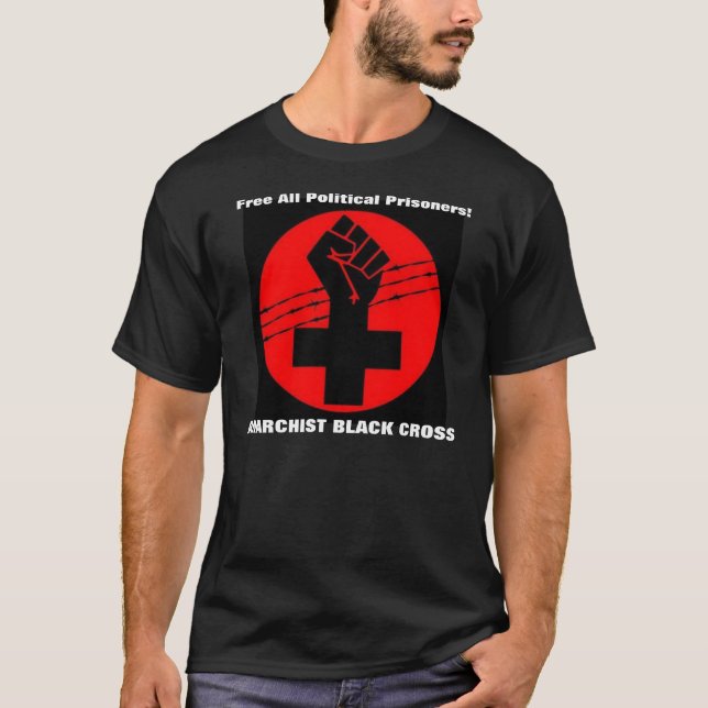 camiseta cruzada negra del anarquista (Anverso)