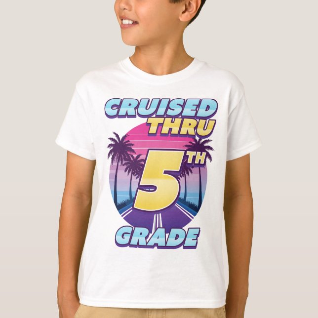 Camiseta Cruzado a través de graduación de 5º grado (Anverso)