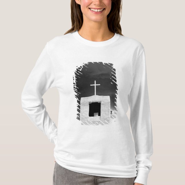 Camiseta Cruzar la iglesia más antigua, San Miguel, Santa F (Anverso)