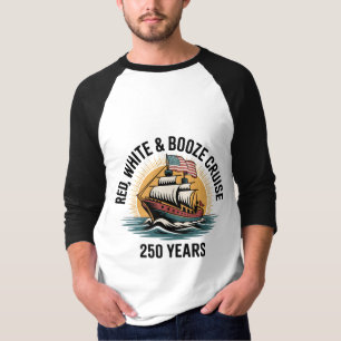 Camiseta Cruzero de ron rojo blanco y 250 años 4 de julio 