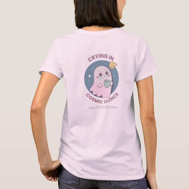 Camiseta Crying in Cosmic Silence – Cute Existential Ghost  (Reverso)