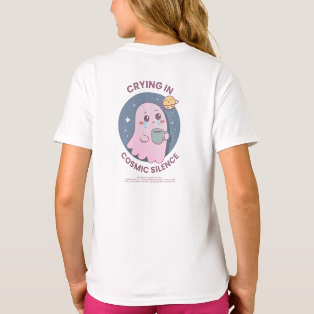 Camiseta Crying in Cosmic Silence – Cute Existential Ghost  (Reverso)