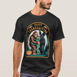 Camiseta Crypto Amigos Abrazando Bigfoot Mothman Alien Grac