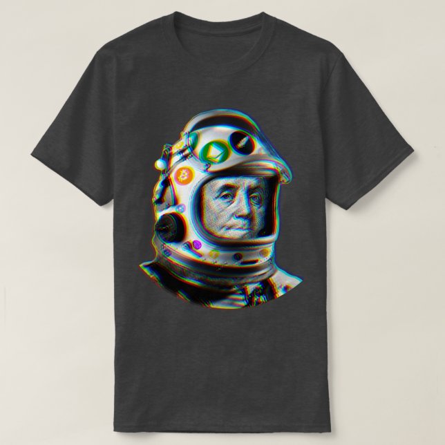 Camiseta Crypto Benjamin Cyber Space Astronauta Miner Glitc (Diseño del anverso)
