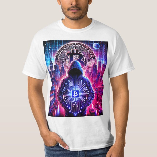 Camiseta Crypto / Bitcoin Stealth T-Shirt Blue Purple (Anverso)