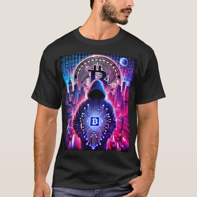 Camiseta Crypto / Bitcoin Stealth T-Shirt Blue Purple (Anverso)