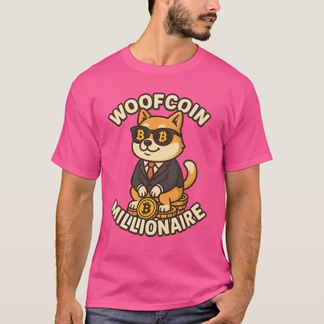 Camiseta Crypto King Dog - WoofCoin Millionaire (Anverso)