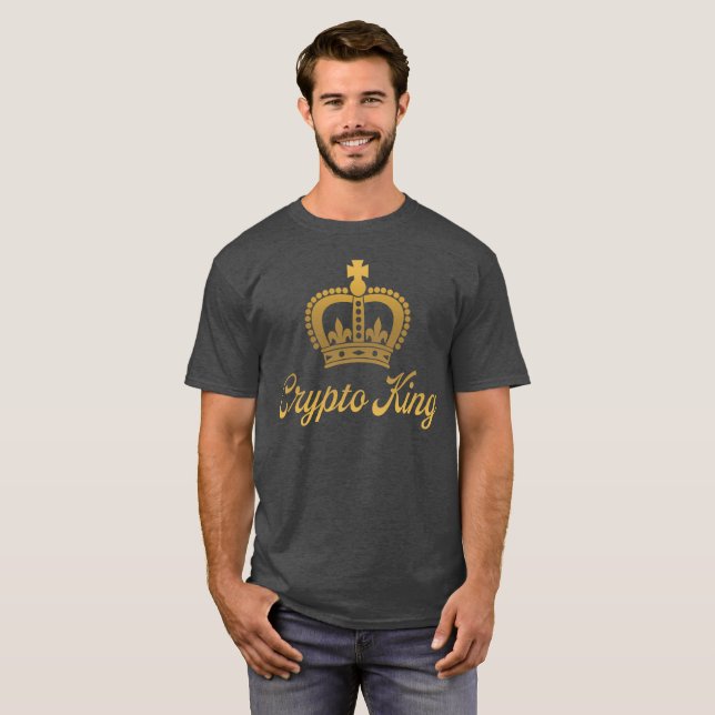 Camiseta Crypto King en carbón y oro (Anverso completo)