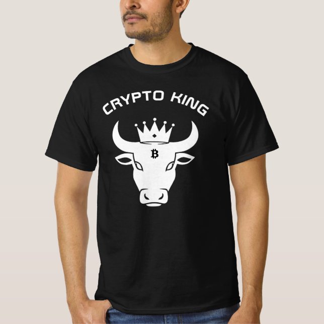 Camiseta Crypto King personalizado negro (Anverso)