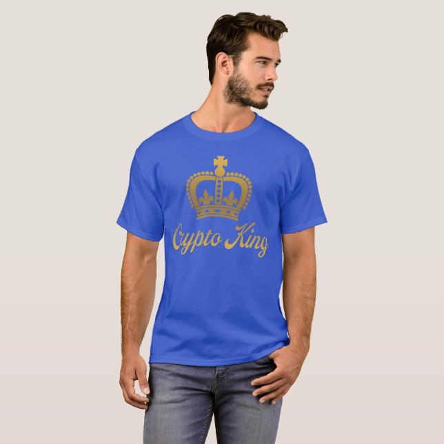 Camiseta Crypto King T-Shirt en azul real (Anverso completo)