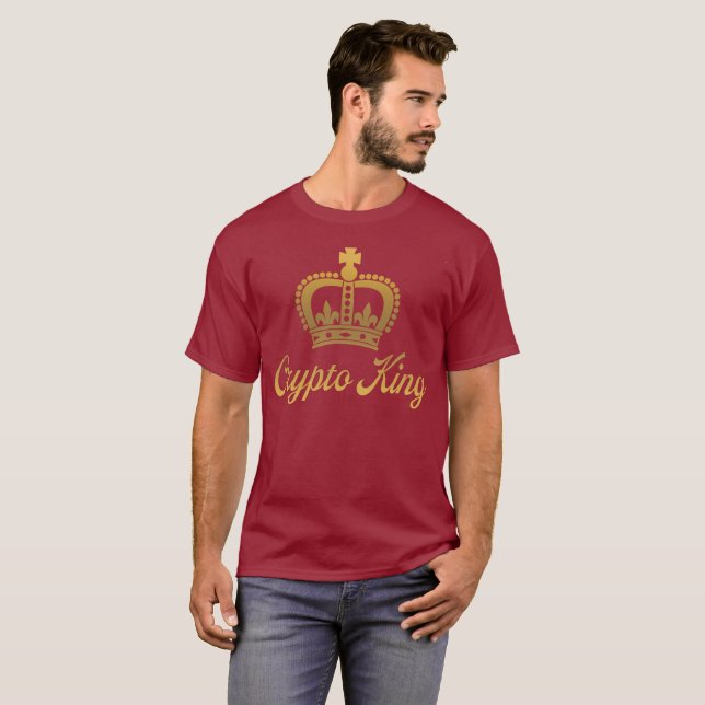 Camiseta Crypto King T-Shirt en Marón y Oro (Anverso completo)