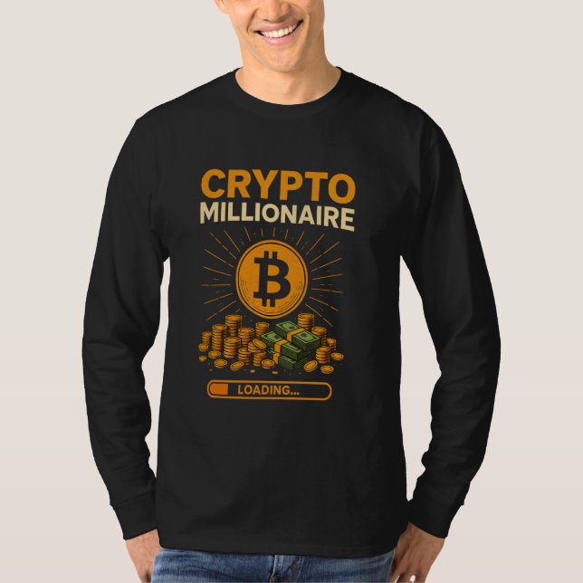 Camiseta Crypto Millionaire Cargando Stack Cash Bitcoin Des (Anverso)