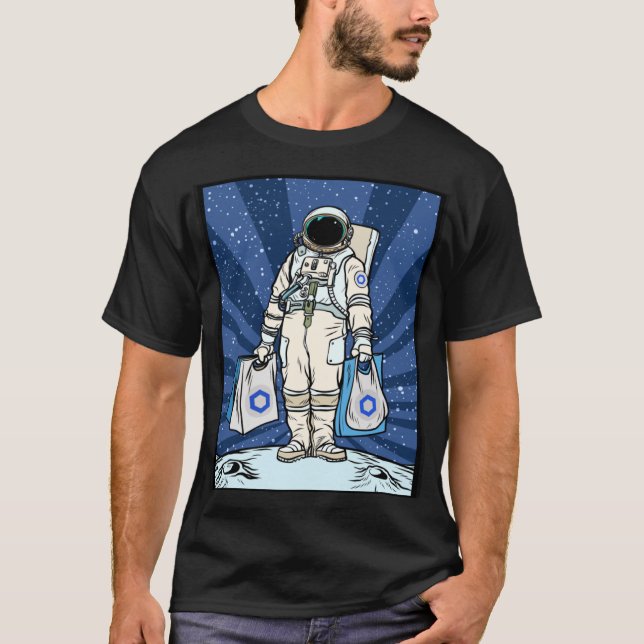 Camiseta Cryptocurrency Talk Chainlink Al Espacio De La Lun (Anverso)