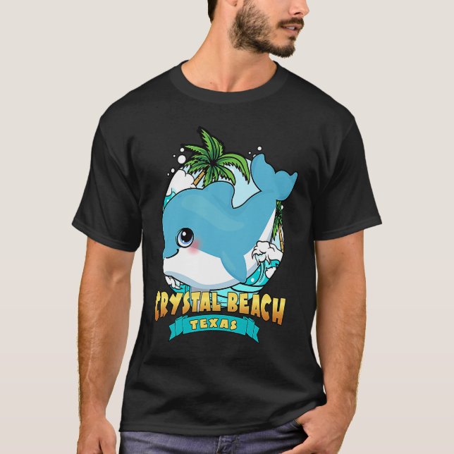 Camiseta CRYSTAL BEACH TEXAS Cute Baby Dolphin Beach Souven (Anverso)