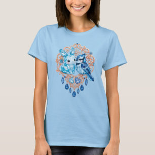 Camiseta Crystal Blue Bunny and Blue Jay Heart