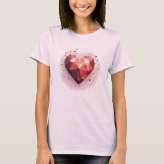 Camiseta Crystal Heart Geometric Pink Love Chicas Mujeres